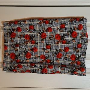 Charlotte Russe Floral Plaid Pencil Skirt